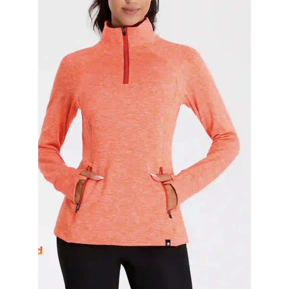 Under Armour Run All Season Fitted 1/4 Zip Athletic Shirt Womens Medium Orange